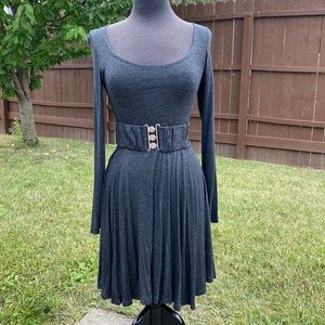 Gray jersey long sleeve dress